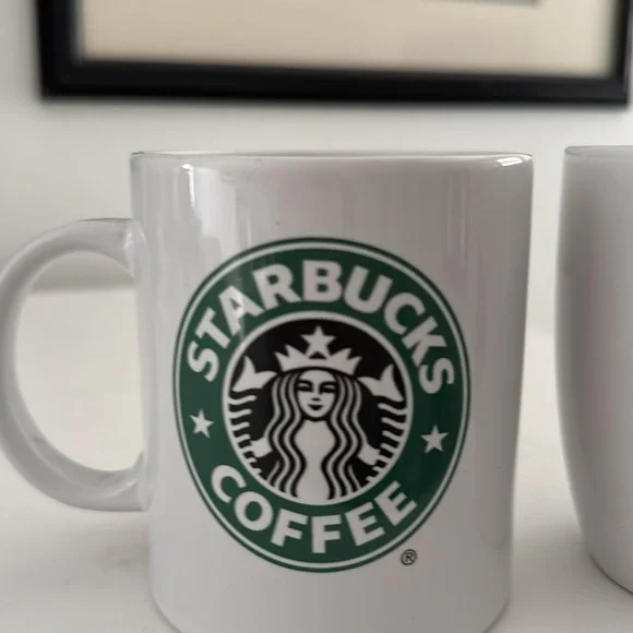 Pair Starbucks Basic White with Green and Black Siren Logo on Two Sides 2008 - Picture 2 of 9